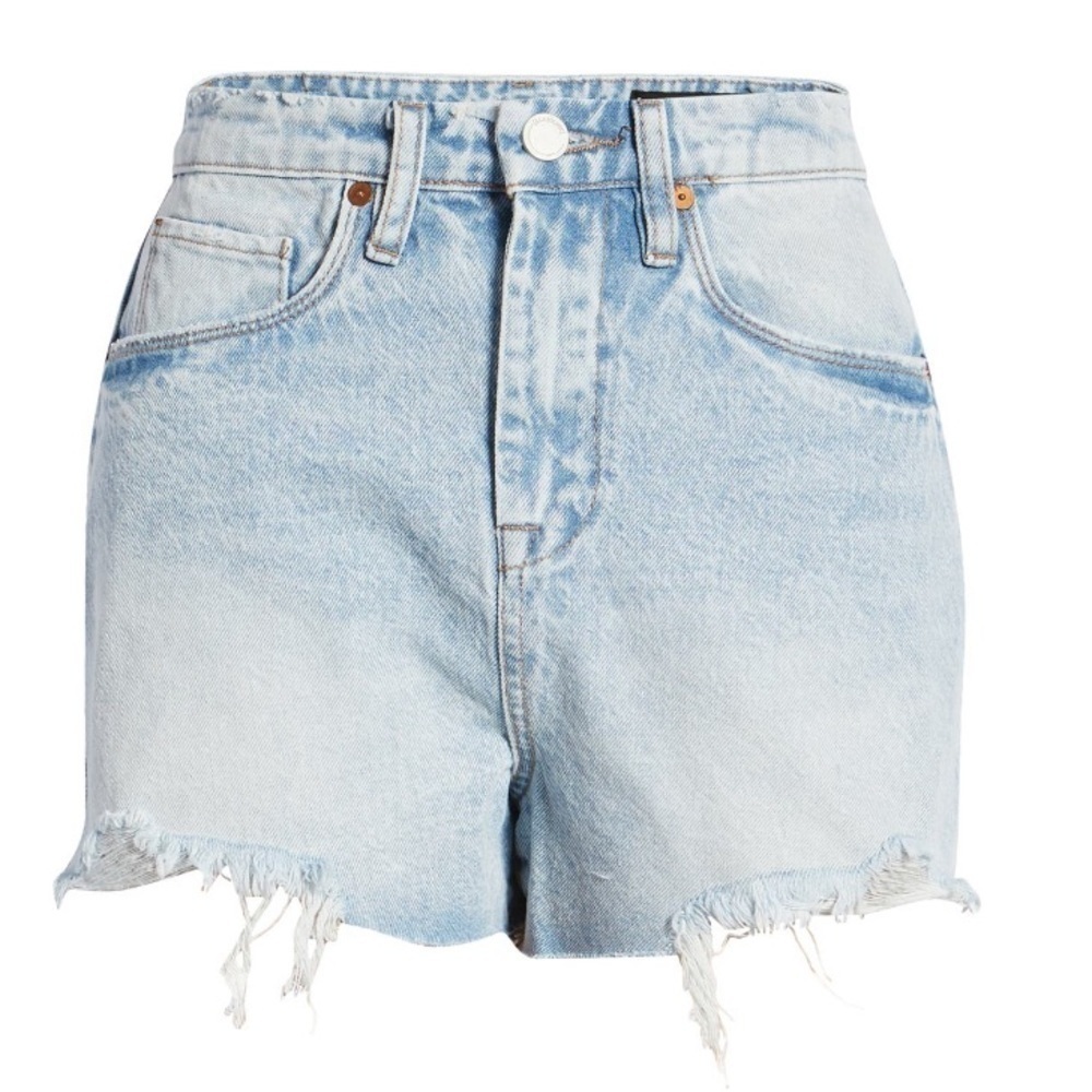 Blank NYC Light Blue Distressed High-Waist Jean Shorts